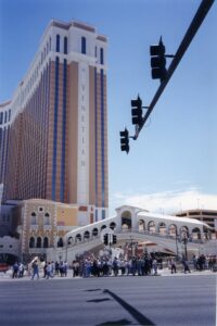 Exterior of the Venetian Hotel and Casino on opening day