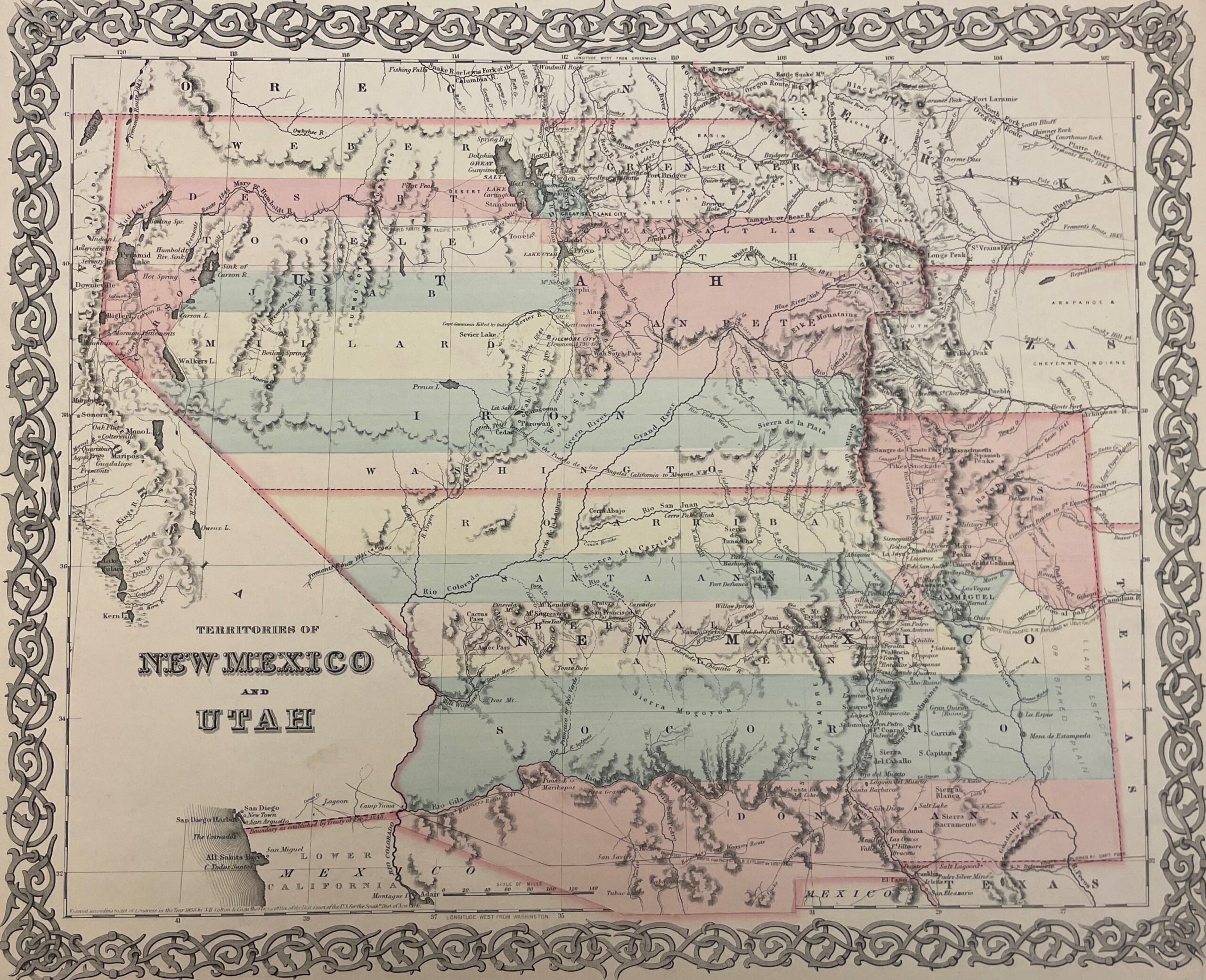 1855 Colton’s Territories of New Mexico and Utah Map