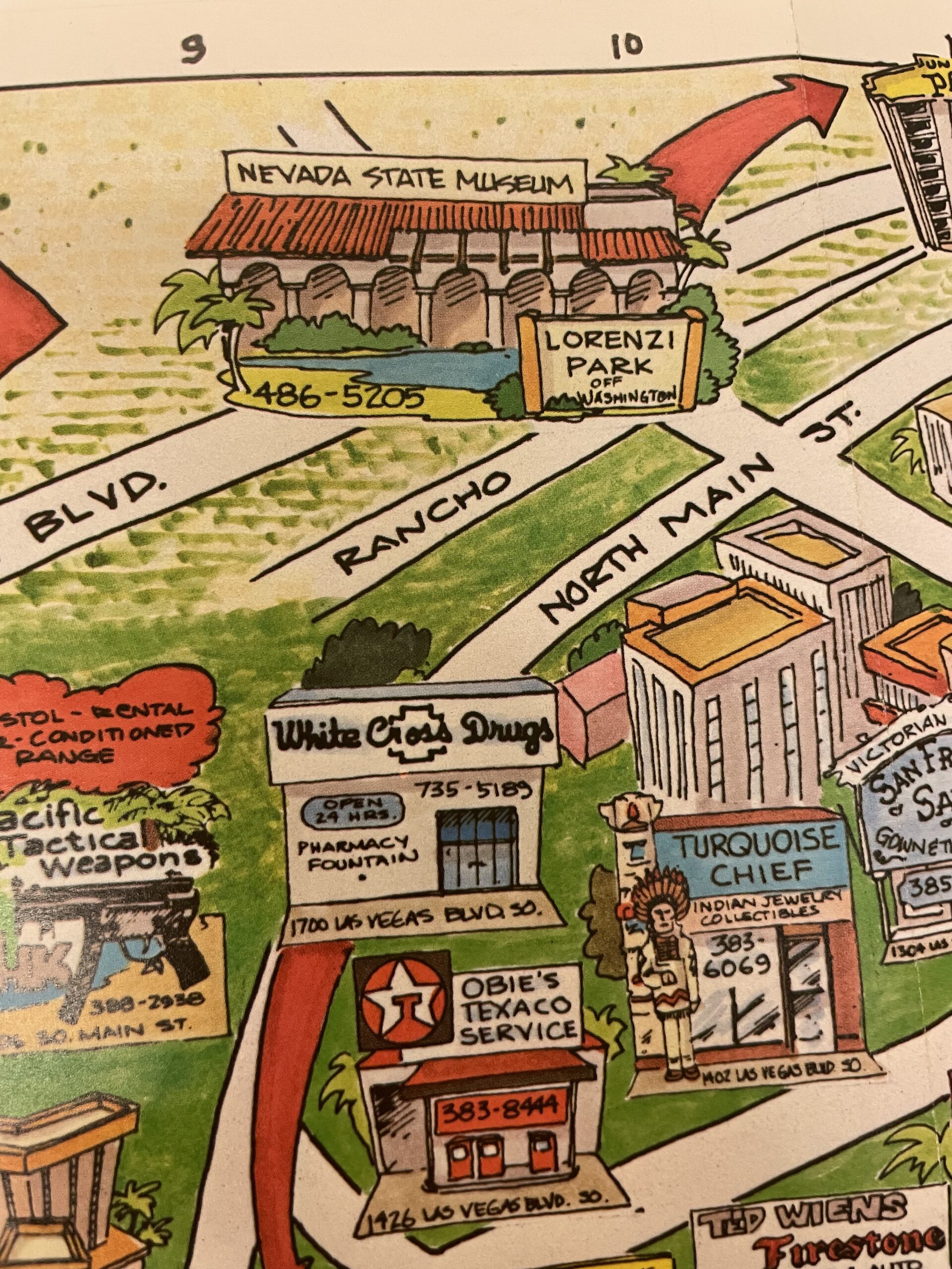 1991 Cartoon Map of Las Vegas, Nevada State Museum