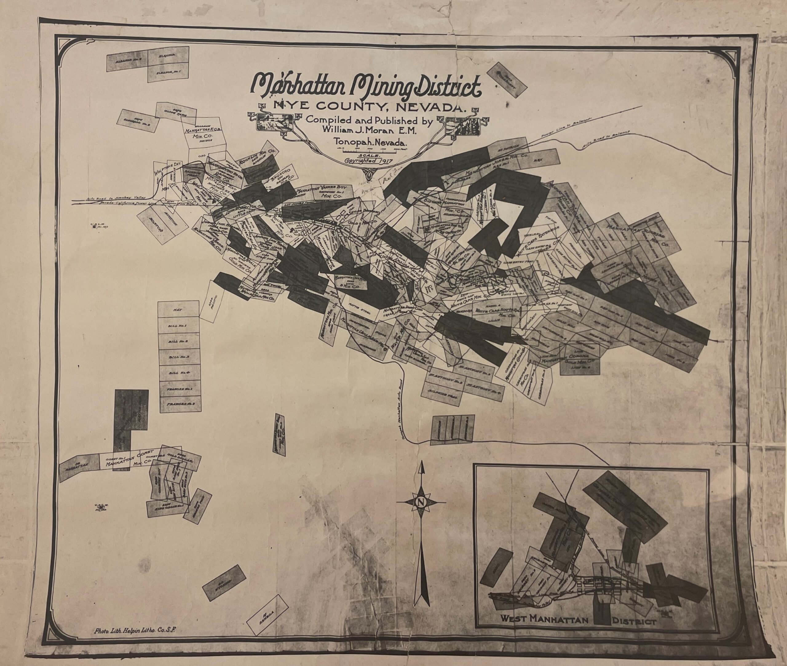 Manhattan Mining District Map 1917