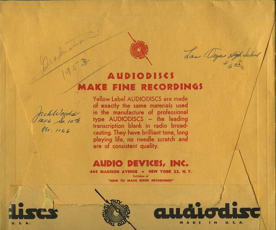An audiopress of Las Vegas High School, 1953 graduation speeches