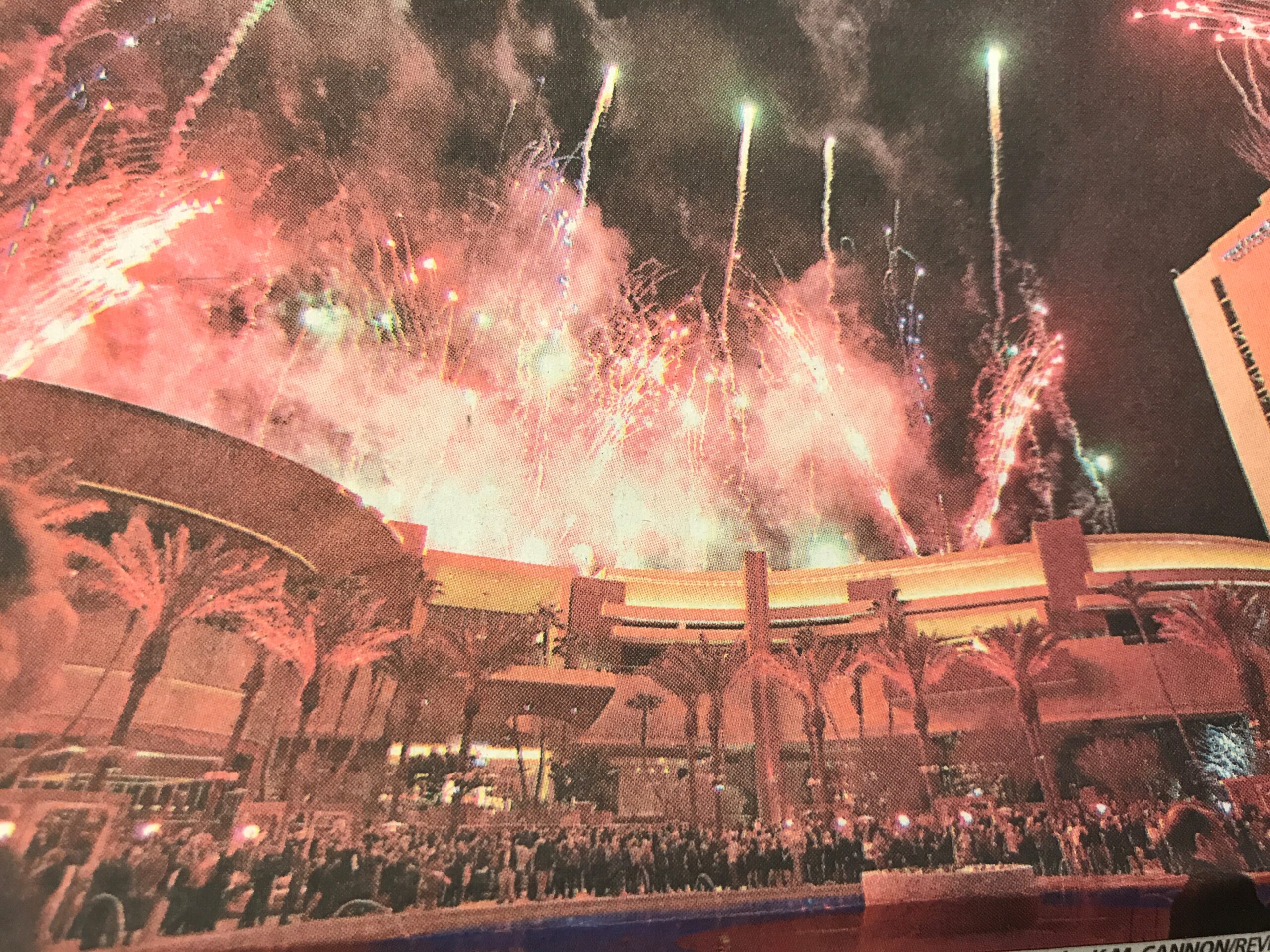 Firework show from top of the Red Rock Resort on opening night