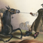 Image of man pulling donkey from the Old Spanish Trail Featured Exhibit Page