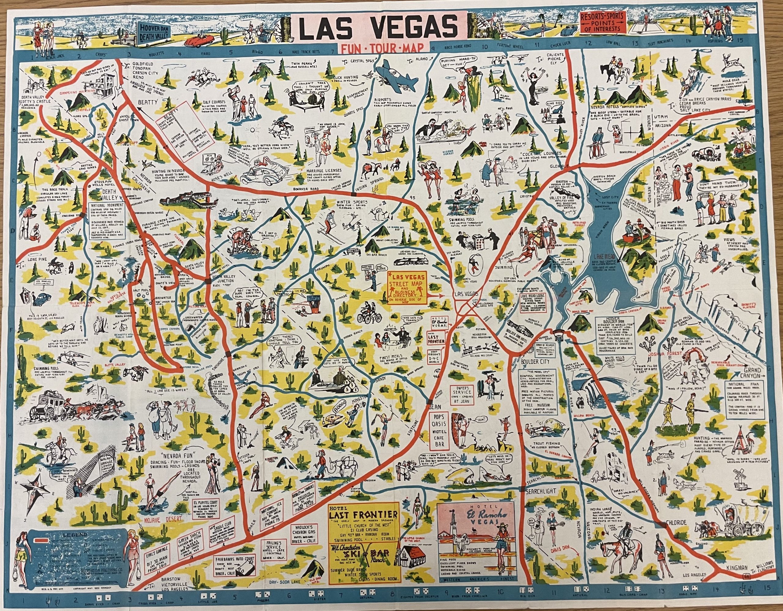 Las Vegas Tourist Map - 1947, Nevada State Museum